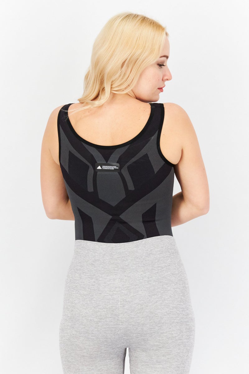 Adidas Women Sportwear Fit Textured Training Bodysuits, Black - Image 2